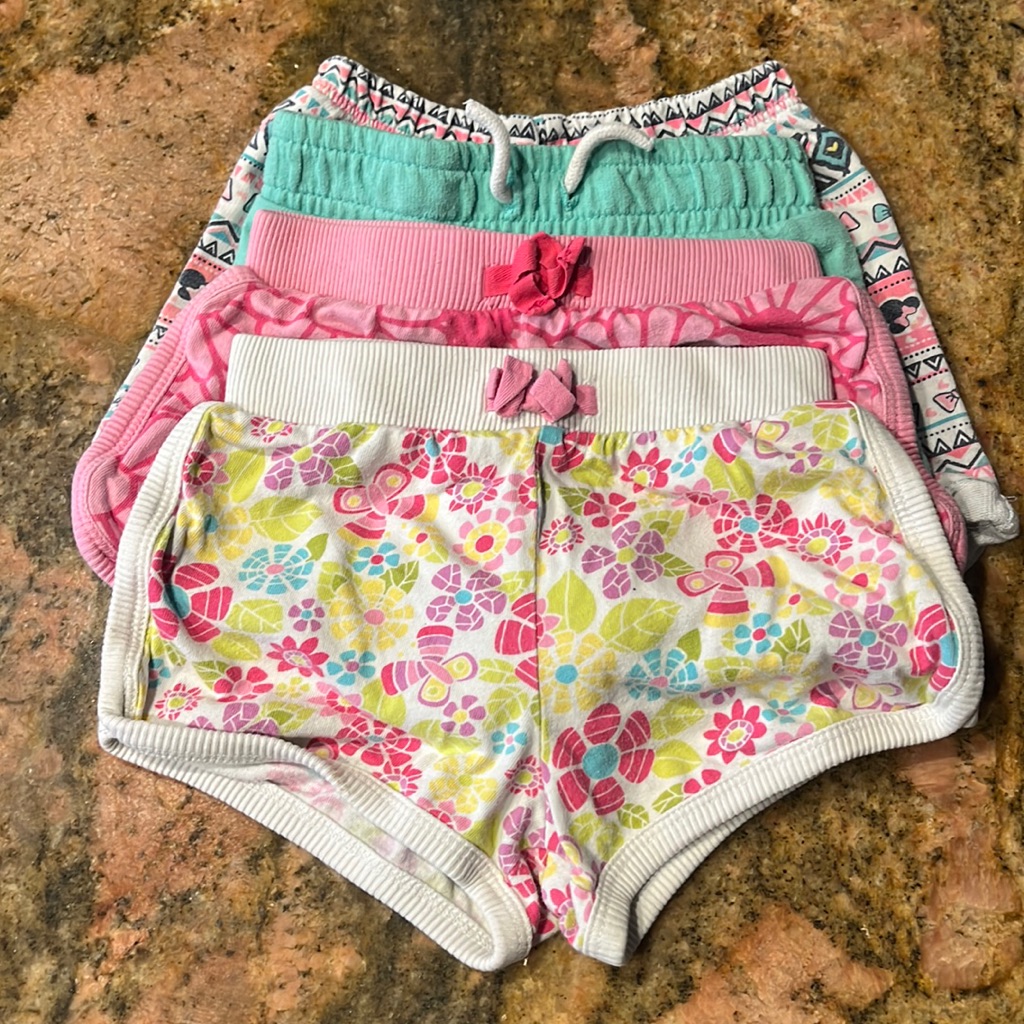 4 Pairs Toddler Girls 18 - 24 Month Shorts Athletic Cotton Floral Minnie Mouse